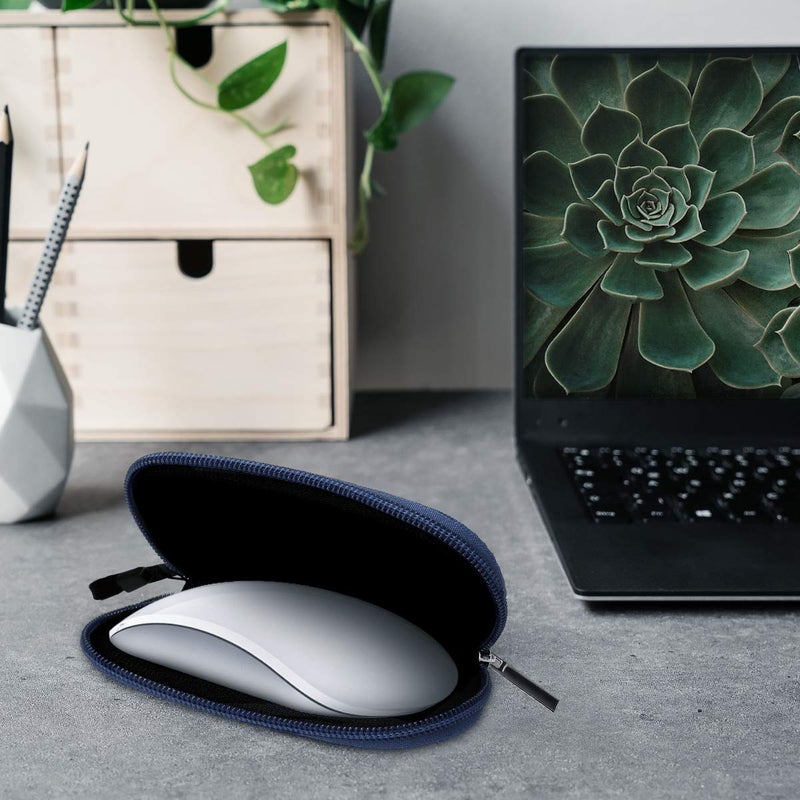 kwmobile Neoprene Case Compatible with Apple Magic Mouse 1/2 - Case for Mouse Soft Pouch Carry Bag - Dark Blue - Image 2